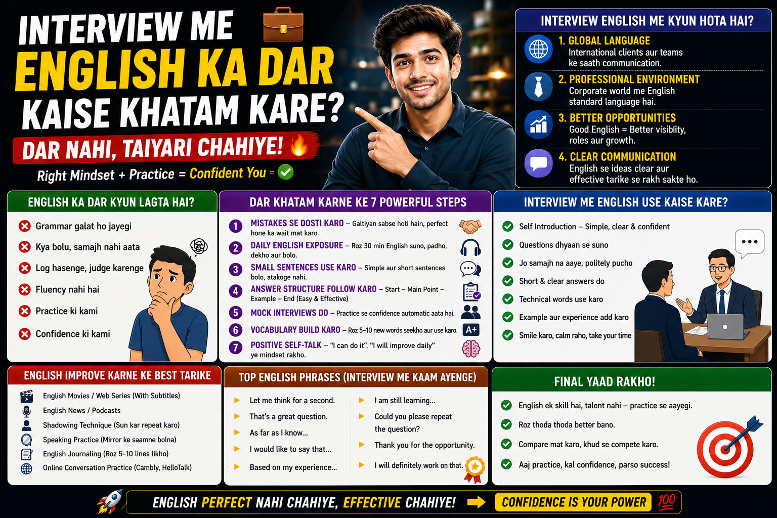 Interview me English ka dar kaise khatam kare 💼